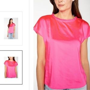 S’edge Sedge Apparel Astor Top Fray Neck Neon Pink
